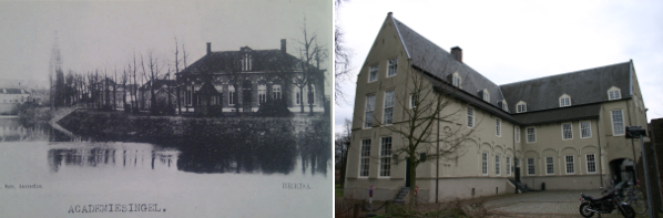 Paviljoen besmettelijke ziekten (foto 1895) en voormalig Hospitaal (Huis van Brecht)